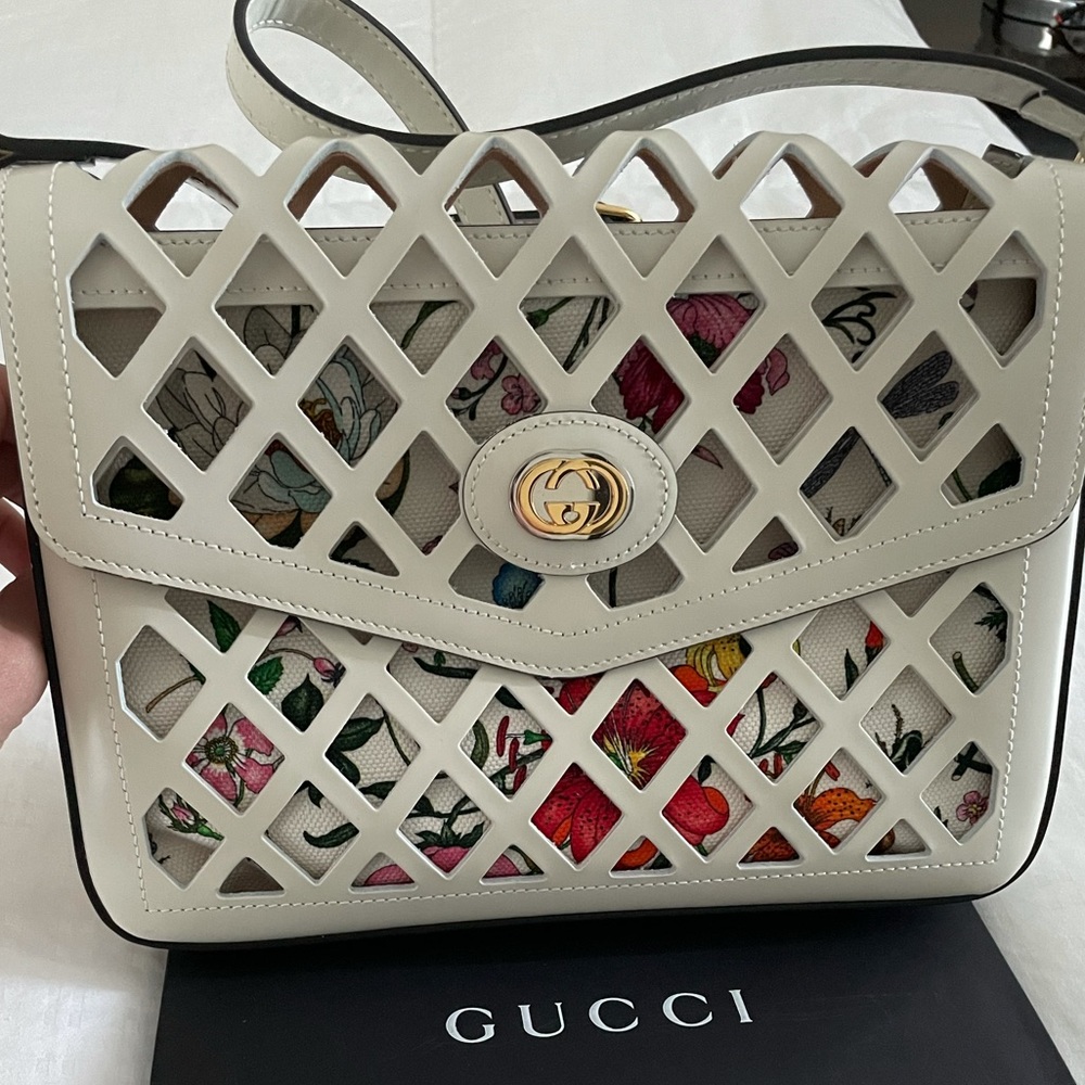 New GUCCI Traforata Cutout Floral Bag